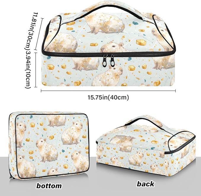 Casserole Carrier Cute Little Beavers PrintInsulated Casserole Carrier for Hot or Cold Food Thermal Lunch Tote for Potluck Parties Picnic Beach Fits 9 x 13 Inches Baking Dish
