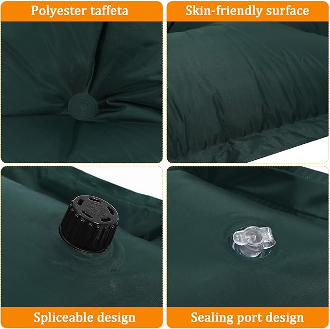 Veemoon Portable Camping Sleeping Pad Self-Inflating Air Mattress Military Green 185x60x2.5cm Lightweight Backpacking Sleeping Mat for Outdoor Hiking and Travel