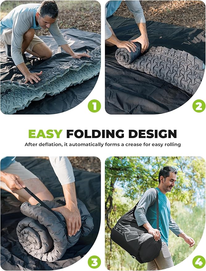 4 Thick Self Inflating Sleeping Pad with Foam Air Camping MattressInnovative Y-Shaped Telescopic StructureHigh R-Value and Portable Double Camping Mats for Camping