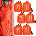 6 Pack Emergency Survival Sleeping Bags Orange Thermal Bivy Sack Blanket Lightweight Portable Waterproof Aluminized Space Blanket with Whistle for Camping Hiking Outdoor Adventure