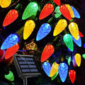 50 LED 21Ft C6 Solar Christmas Lights Outdoor 8 Modes C6 Strawberry String Lights Waterproof Outdoor Christmas Solar Lights for Xmas Tree Wreath Garland Decor