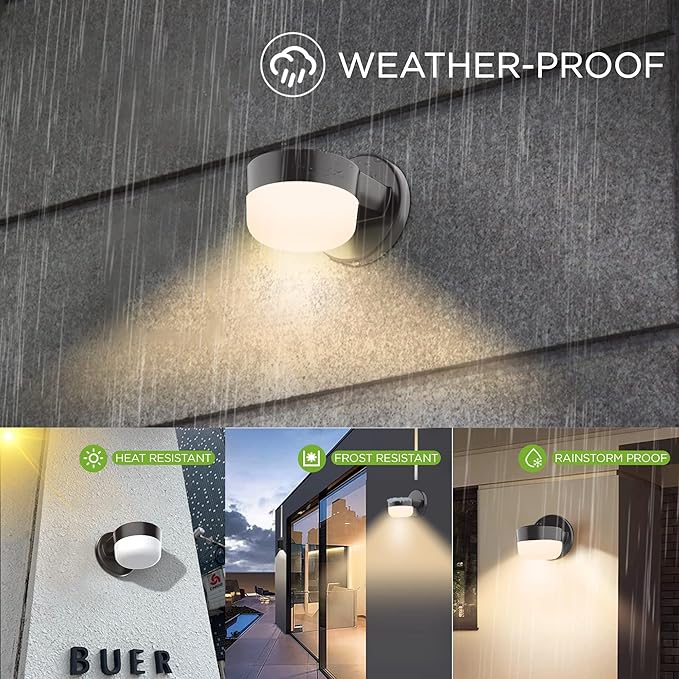 TIERONE Modern LED Wall Pack Light Security Light with Dusk to Dawn Photocell Outdoor Wall Sconce for Patio Porch Hallway 12W 1000LM 3000K Daylight Waterproof UL Listed 4 Pack