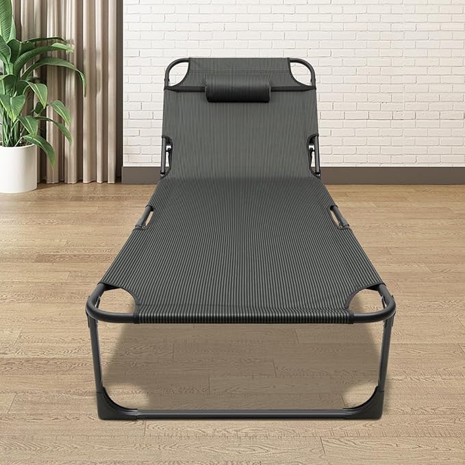 Folding Chair Leisure Chair Suitable for Outdoor Camping Folding Bed-Green