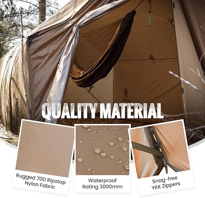 OneTigris TEGIMEN Hammock Hot Tent with Stove Jack - Spacious Versatile Wall Tent with Snow Skirt - 3000mm Waterproof