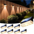 VOLISUN Fence Lights Solar Powered 8 Pack Dusk to Dawn Solar Fence Lights Outdoor Waterproof with Warm White LED Spot Lens Solar Light for Fence Yard Wall Backyard Railing Deck and Patio