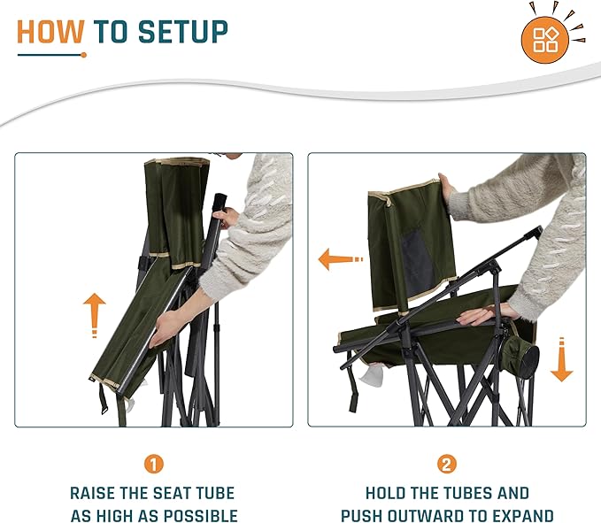 Folding Camping Chairs for Adults Heavy Duty Plus Size Camping Chairs 400 lb Steel Frame Metal Arm Lawn Chairs with Cup Holder Extra Large Camp Chair for Outdoor Sports Green 4 Pack (2 Pack x 2)