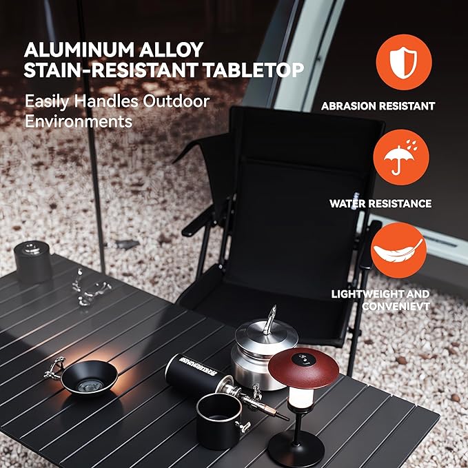 Folding Camping Table Portable Aluminum Picnic Table with Carry Bag Adjustable Height Outdoor BBQ Tailgate Table Lightweight Roll-Up Beach Table