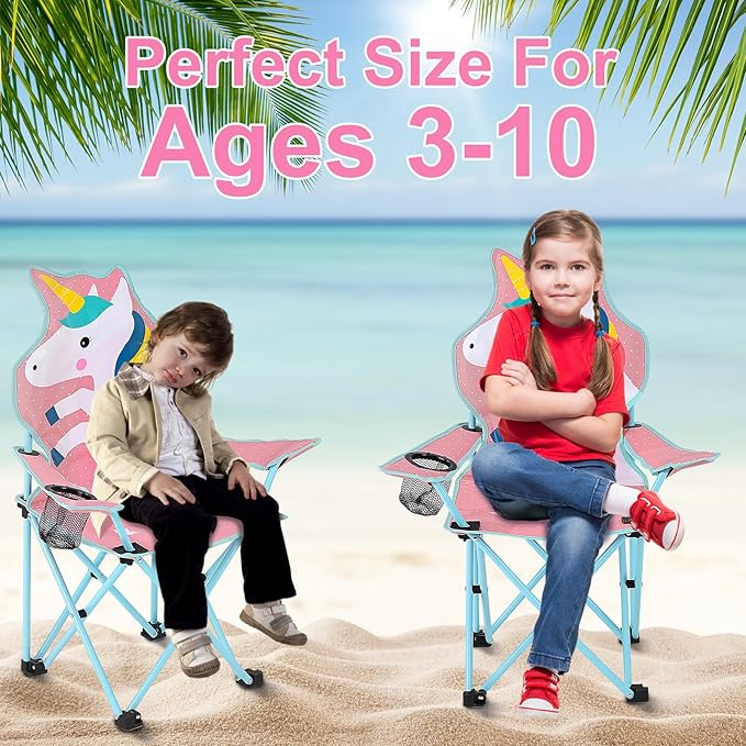 KABOER Kids Outdoor Folding Lawn and Camping Chair with Cup Holder and Carrying Bag Children's Camping Chairs