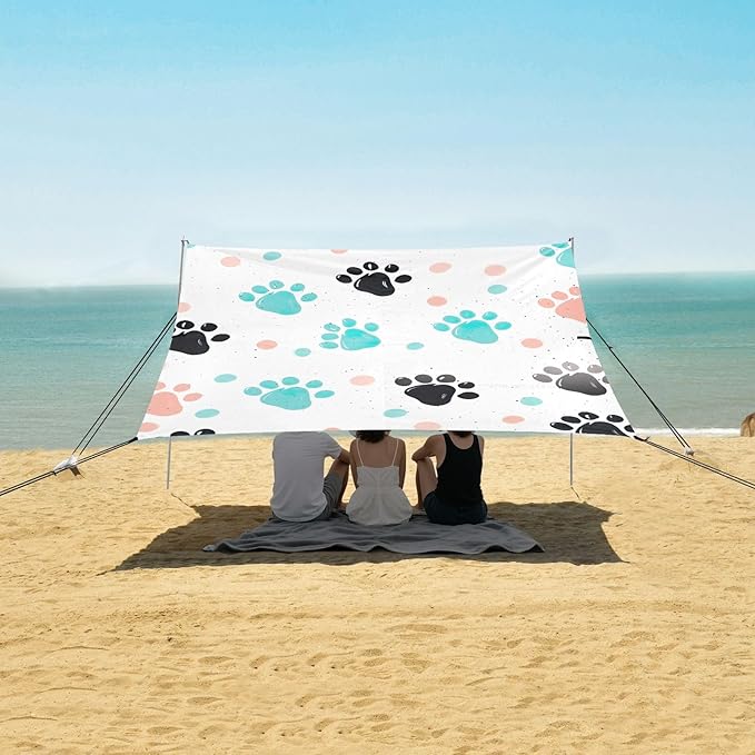 Dog Paw PrintCamping Sun Shelters 9.2 x 10.5 FT Beach Canopy Tent Sun Shade with Carrying Bag for Camping Trips Fishing Backyard Fun or Picnics 21341688