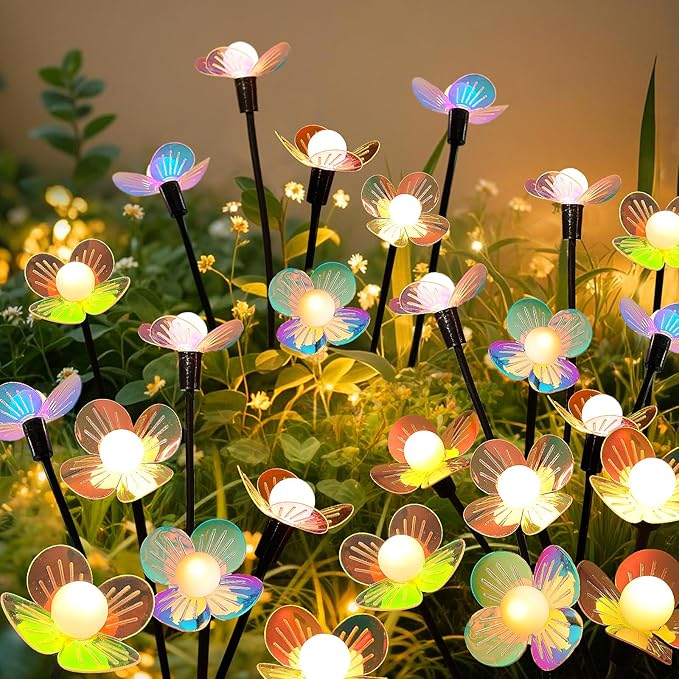 Solar Garden Lights 6 Pack 36 LED Solar Swaying Flower Light Waterproof Firefly Lights Outdoor Fairy Light for Garden Patio Yard Pathway Flower Bed Decoration