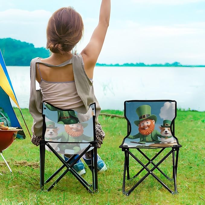 1 (1) Portable Camping Chairs Folding Chair - Durable Oxford Fabric Lightweight Iron Frame Easy Fold Design - Ideal for Outdoor Activities Camping Fishing and Travel