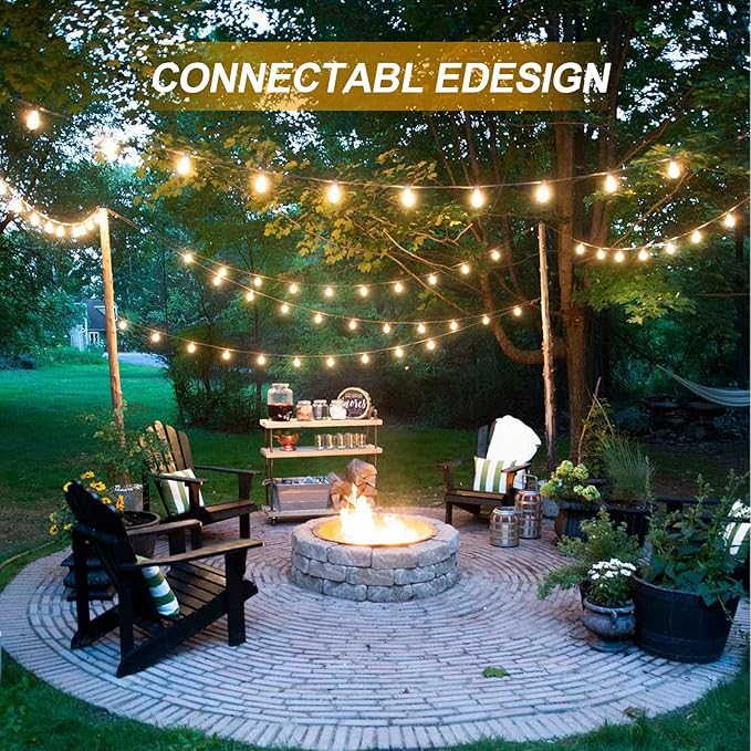 25Ft Christmas Outdoor String Light G40 Globe Patio Lights with 27 Clear Glass Bulbs(2 Spare) Waterproof Connectable Hanging Christmas Lights for Backyard Porch Balcony Party Xmas Decor Green Wire
