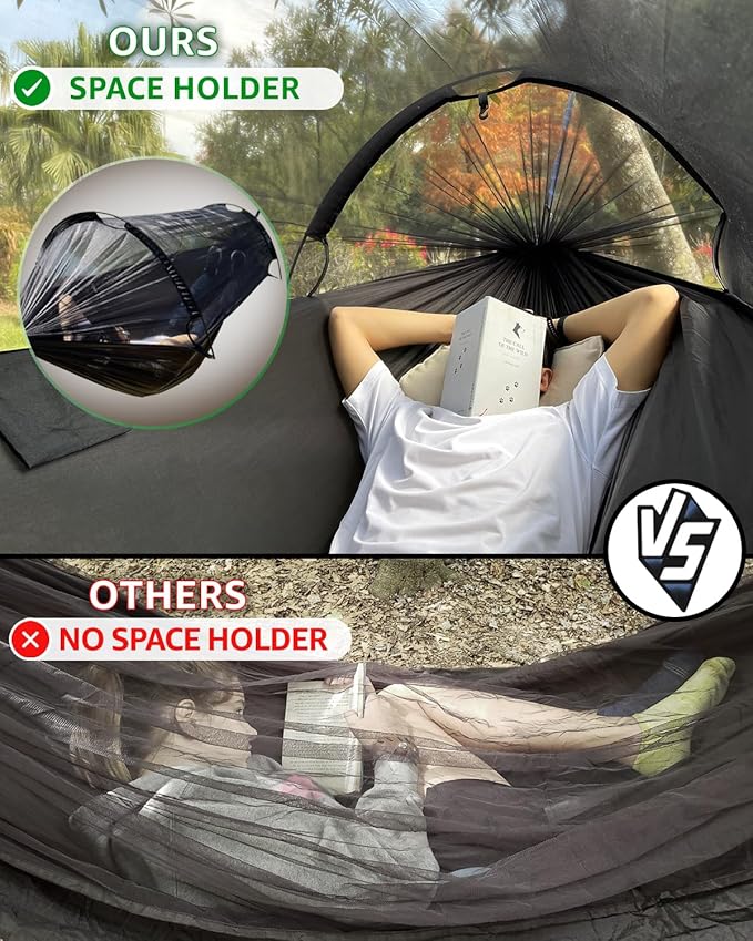 ADVOKAIR Camping Hammock with Mosquito Net Up to 500lbs Ultralight and Portable Nylon Travel Hanging Hammock with Tree Straps Perfect for Outside Backpacking Hiking and Backyard