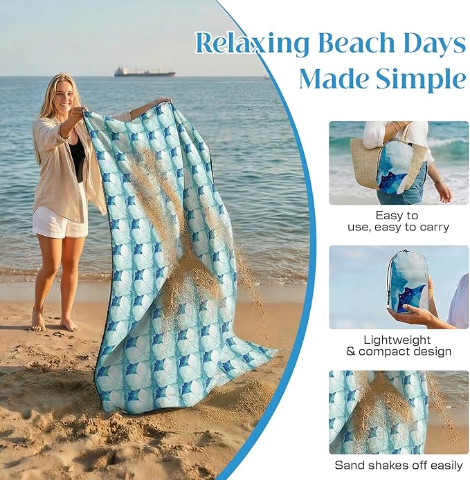 OIGAE 7x7ft Sandproof Beach Blanket - Large Waterproof Picnic Mat for 3-4 People Lightweight Sand Free Mat for Summer Vacation with 6 Stakes &amp 4 Corner Pockets for Beach Camping Festivals