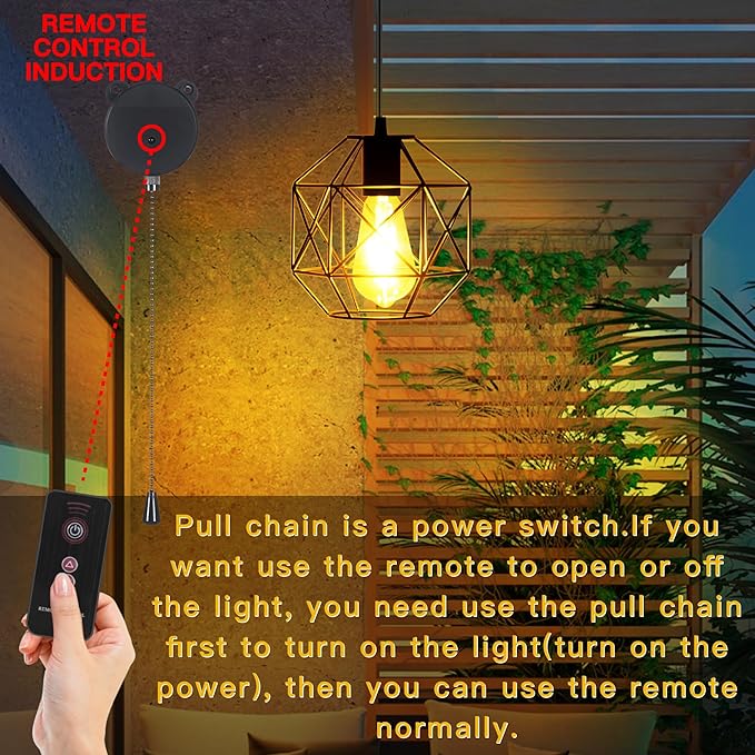 Solar Pendant Light - Outdoor/Indoor Solar Chandelier with Pull Cord Perfect for Home Chicken Coop Porch Barn Greenhouse Patio Garden