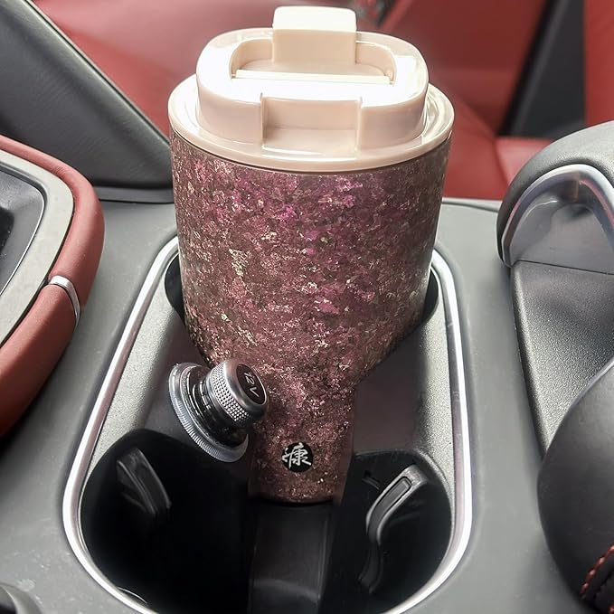 KOYASU Ti-Zen 12oz Pure Titanium Travel Coffee Mug - Grade 1 Titanium Double-Walled Insulated Tumbler - 1668°C Crystalline Texture Zero Metallic Aftertaste - Dawn Pink