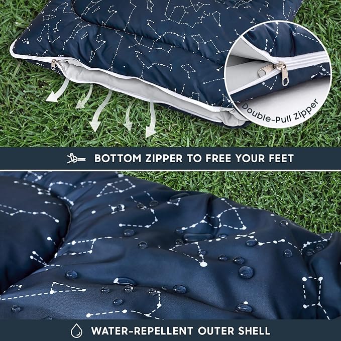 Wake In Cloud - Kids Sleeping Bag for Boys Toddlers Camping in Warm Cold Weather Backpacking Lightweight Compact Outdoor Liner for 3 Seasons Constellation Galaxy