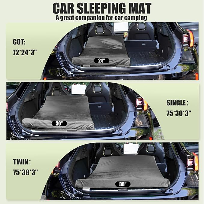 Sleeping Pad3-inch Thick Memory Foam Camping MattressPortable Roll-Up Mat for Car/Tent/Floor/Cot/TravelComfortable Pad for Guests Sleepover