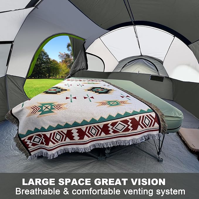 CAMPROS CP Tent 8 Person Camping Tents Weather Resistant Family Tent 5 Large Mesh Windows Double Layer Divided Curtain for Separated Room Portable with Carry Bag