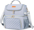 Lunch Bags for Women Dual Compartment Lunch Box Lunch Bag for Work Leakproof Lunch Cooler Large Insulated Lunchbox for Adult for Women Men Lunchbag for Picnic Beach (Gray)