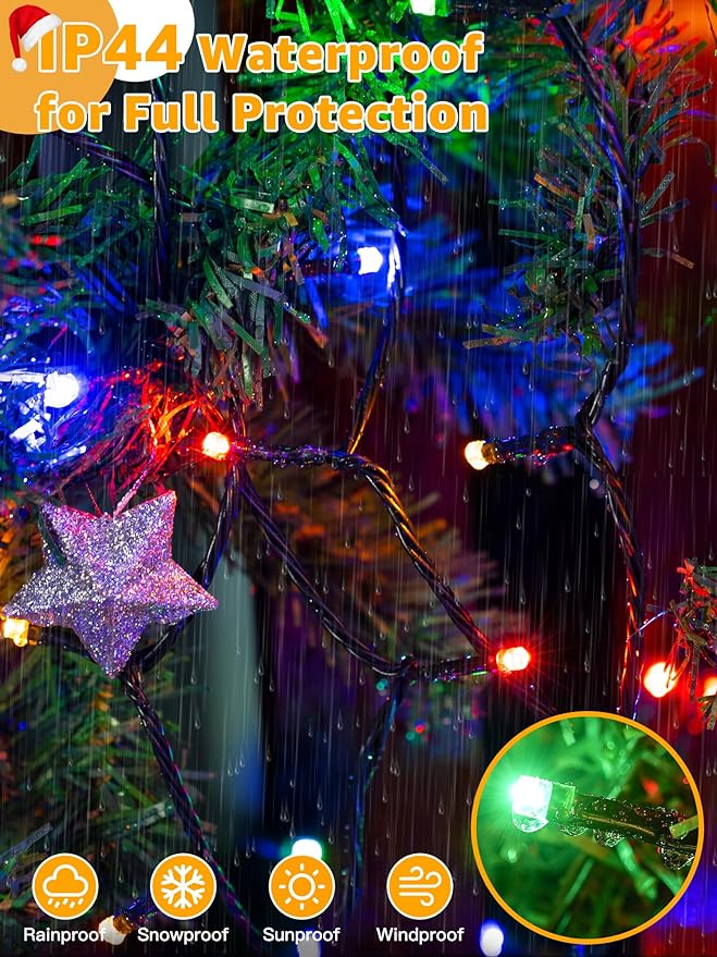 328 FT 1000 LED Christmas Lights Waterproof Outdoor String Lights with Remote and Timer Christmas Tree Lights with 8 Modes Dimmable Fairy Lights for Holiday Decor (Multicolor)