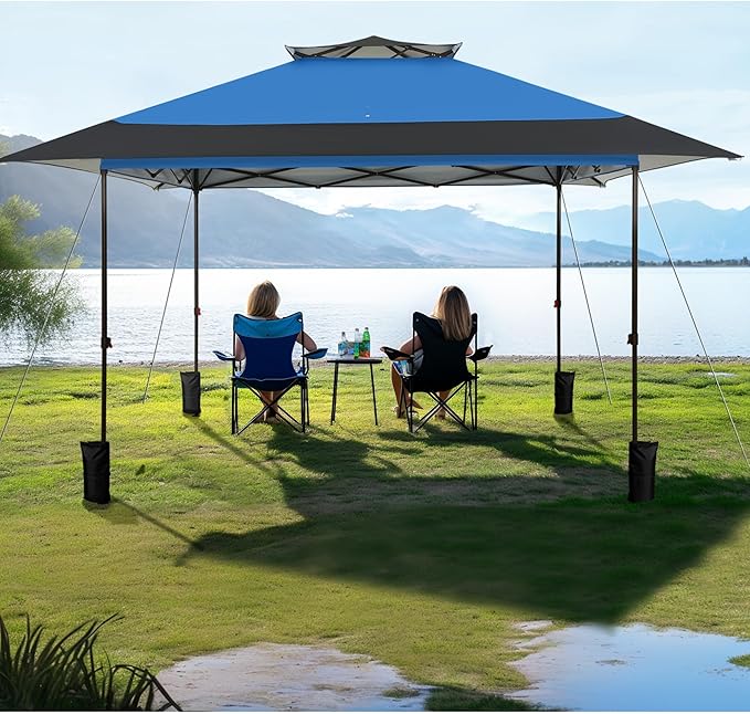 MFSTUDIO 13x13 Outdoor Pop Up Canopy TentEasy Set up Straight Leg Outdoor Canopies One Push Folding Instant Shelter Tents for BeachParty and Camping 169 Sq. Ft of Shade
