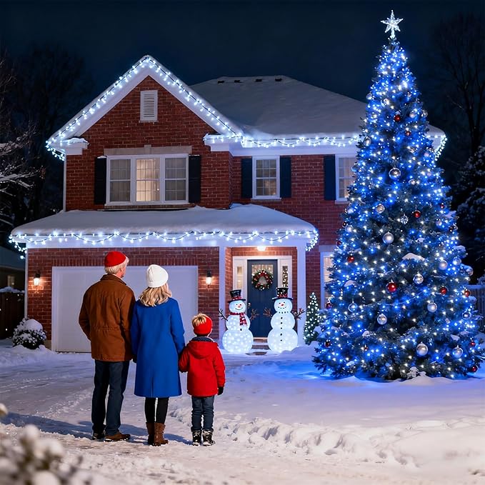750 LED 240FT Christmas String Lights Outdoor with 12 Lighting Modes Green Wire Christmas Lights with Timer &amp Dimmable Waterproof Plug in Fairy Lights for Room Party Home Patio Xmas Blue &amp