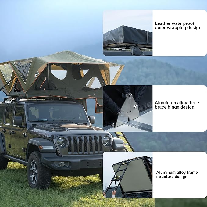 Naturnest Andromeda Rooftop Tent Soft Shell Rooftop Tent Rooftop Tent for Vans Jeeps SUVs Trucks Increased Use Area 2-3 Person Tent