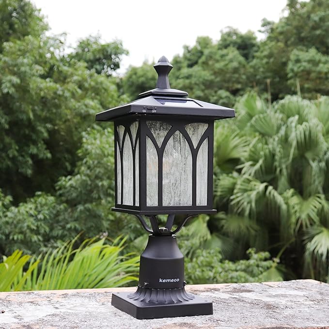 Kemeco Solar Post Light Outdoor Cast Aluminum LED Lamp Fixture with 3-Inch Fitter Base for Yard Garden Post Pole Gates Pillar Mount Landscape Driveway Decor