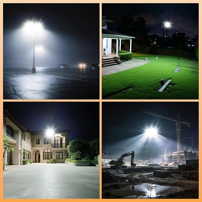 SOLLA 500W 2026 Plus New Upgraded LED Flood Light Outdoor 50000LM 6000K Daylight White Stadium Lights IP65 Waterproof 3 Heads Adjustable Outdoor Floodlight for YardsDriveway GarageBarn