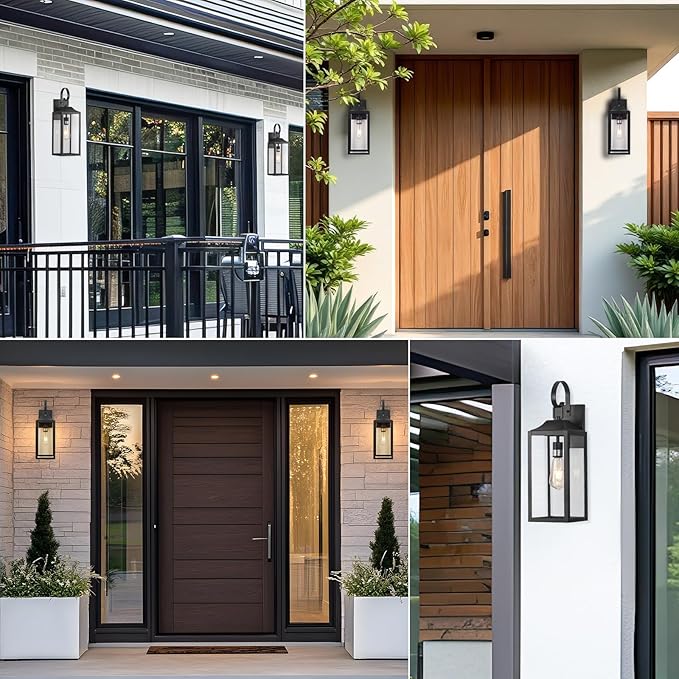 19 Large Outdoor Light Fixture 2 Pack Porch Lights Sconce Exterior Lighting Fixtures Black Outside Lights for House Modern Wall Lantern Anti Rust Outside Coach Lamps for House Doorway Garage