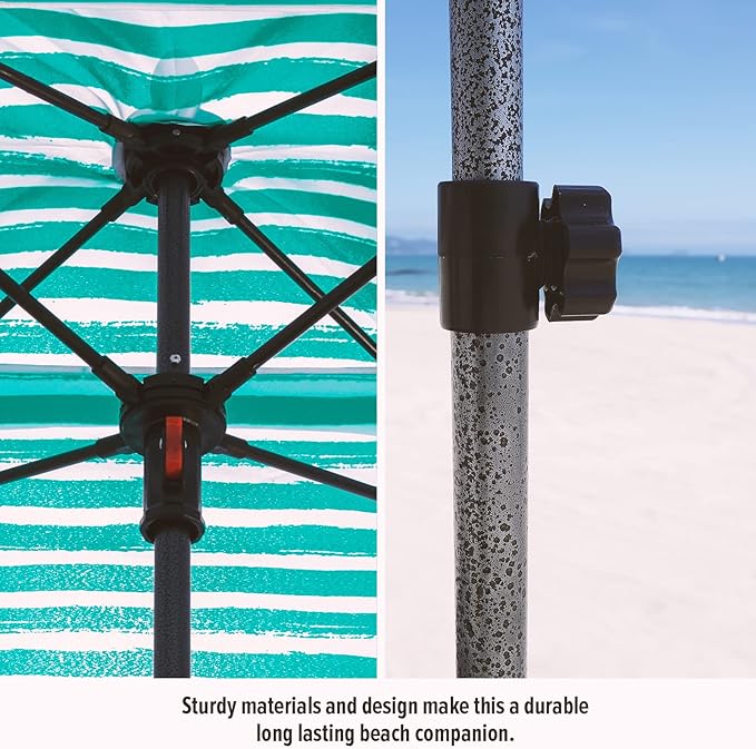 Qipi Beach Cabana - Easy to Set Up Canopy Waterproof Portable 6' x 6' Beach Shelter Included Side Wall Shade with UPF 50+ UV Protection Ultimate Sun Umbrella - for Kids Family &amp Friends