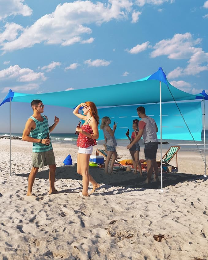 TOURIT Beach Tent Sun Shelter 11x11ft UPF50+ Protection Beach Canopy Tent Sun Shade with Windproof Design Outdoor Canopy for Camping Fishing Backyard Blue