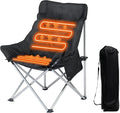 SunSettler Heated Camping Chair Oversized Heated Outdoor Chairs for Adults with 3 Heat Levels Portable Folding Padded Chair for Camp Lawn Sports (Battery NOT Included) (Black Small)