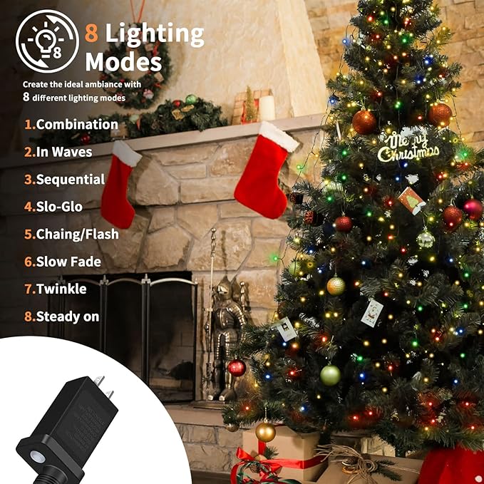 BOLWEO Christmas Tree Lights 400LED 16 Lines Christmas Lights for Tree 8 Modes for 6ft-7ft Christmas Tree UL Certified Indoor Outdoor Christmas Decorations 16 * 6.6ft Drops Multi-Colored