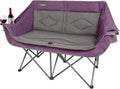 Oversized Double Camping Chair-Heavy Duty 2 Person Folding Loveseat Camp Couch for AdultsPortable Outdoor Lawn Chairs with Padded Seat for FishingSports and PatioSupports 500 LBSPurple