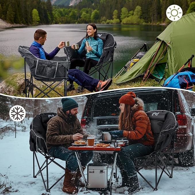 MOPHOTO Heated Camping Chair Portable Heated Camping Chairs Outdoor Padded Oversized Heated Folding Chairs Outdoor Sports Heating Lawn Chair Patio Lounge Chairs for Adults