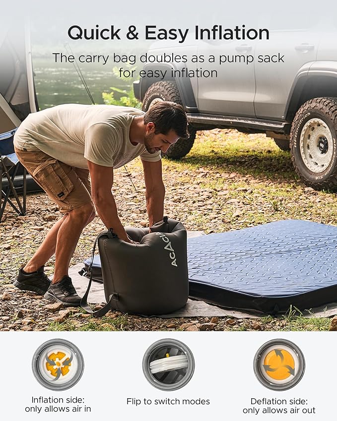 Acacia 4 Thick Self Inflating Sleeping Pad with Foam Innovative Y-Shaped Telescopic Structure Ultraportable Camping Air Mattress with Pump Sack Easy Roll Up Sleep Bed for Travel Tent Car