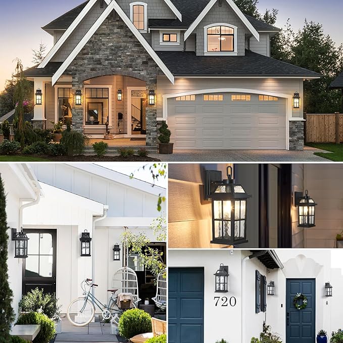 14 '' Outdoor Lights for House 2 Packs Black Exterior Light Fixtures Porch Light Wall Mount Waterproof Sconce Lights Outside Modern Outdoor Lighting Wall Lanterns for House Garage Patio Front Door