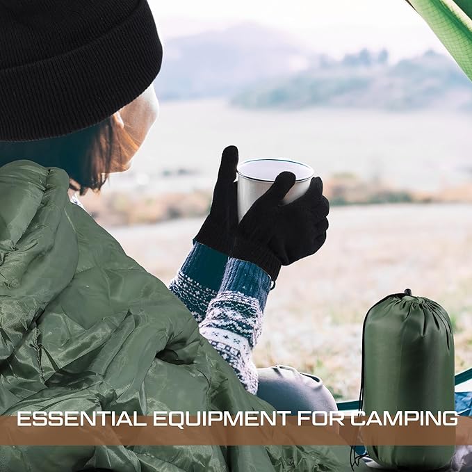 Tranqun 5 Packs Sleeping Bags for Homeless 5 Winter Beanies 5 Gloves Adults 0 Degree Camping Sleeping Bag Waterproof Lightweight for Donation Shelter