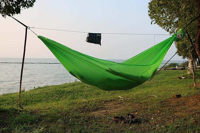 Onewind Camping Hammock with Mosquito Net for Youth Travel Hiking Backpacking Backyard Outside Patio Sturdy Ripstop Nylon Lightweight Kids Hammock with Tree Straps and Cinch Buckles