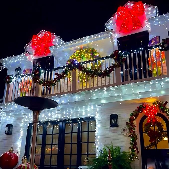 YEGUO 66ft 800 LED Icicle Lights Outdoor Waterproof 160 Drops Icicle Christmas Light Connectable 8 Modes White Icicle Xmas Lights with Timer Memory