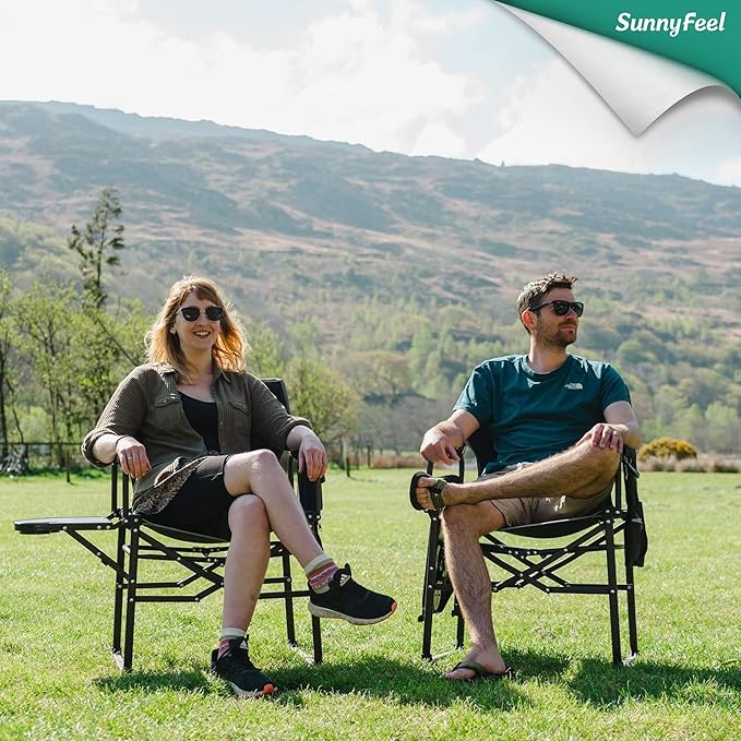 SUNNYFEEL Camping Directors Chair Heavy DutyOversized Portable Folding Chair with Side Table Pocket for Beach FishingTripPicnicLawnConcert Outdoor Foldable Camp Chairs