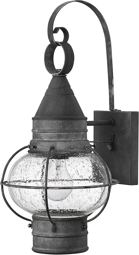Hinkley Cape Cod 2200DZ Medium Wall Mount Onion Lantern Clear Seedy Glass Wet Rated Aged Zinc