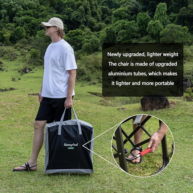 SUNNYFEEL Oversized Camping Directors Chair Black Portable Folding Chair for Adults Support 600lbs with Side Pocket and Side Table for Beach Fishing Trip Picnic Lawn Outdoor Foldable Camp Chairs