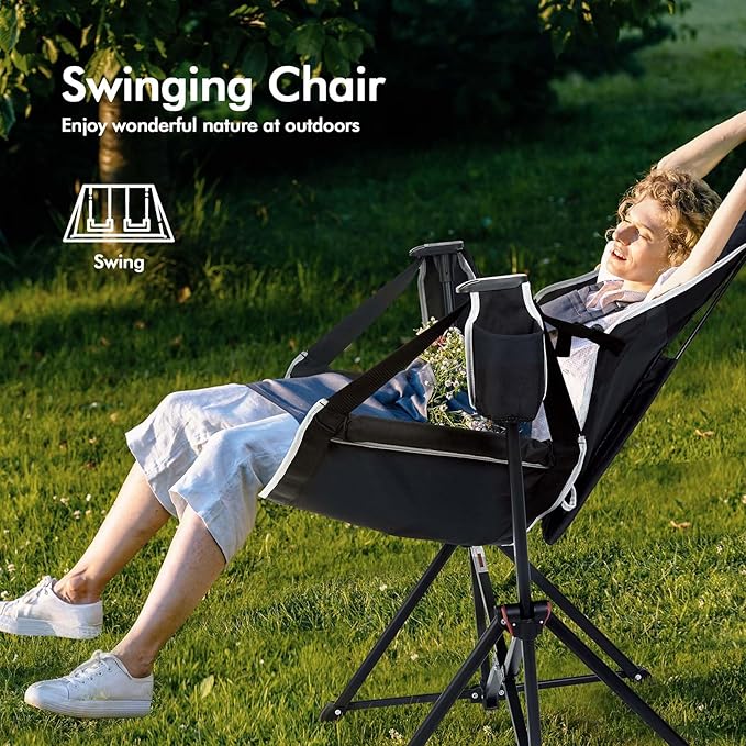 AKSOUL Hammock Camping Chair Swinging: Foldable &amp Portable Swing Chairs with Storage Bag - 265lbs Adult Weight Capacity - Folding Rocking for Lawn Camp Stargazer Outdoor