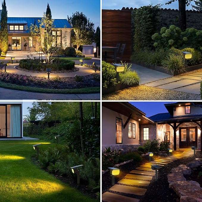 nipify 10 Pack Solar Spot Lights Outdoor Motion Sensor with 3 ModesSolar Spotlights Outdoor Waterproof 2-in-1 Auto On/Off Landscape Lighting for Outside Yard Wall Garden Pathway Warm White