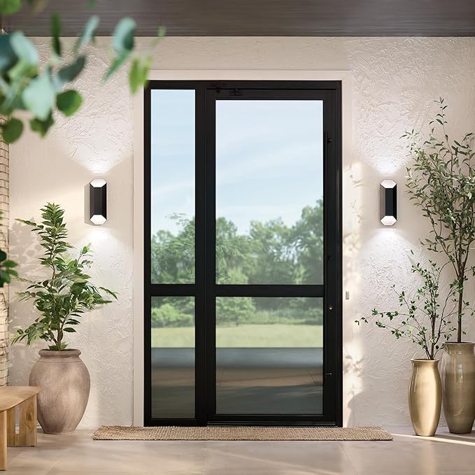 Kichler Estella 12 LED 1-Light Outdoor Wall Light in Black Dark Sky Compliant for Exterior Doors Garage Porch Patio Wall (12 x 6) 49607BKLED