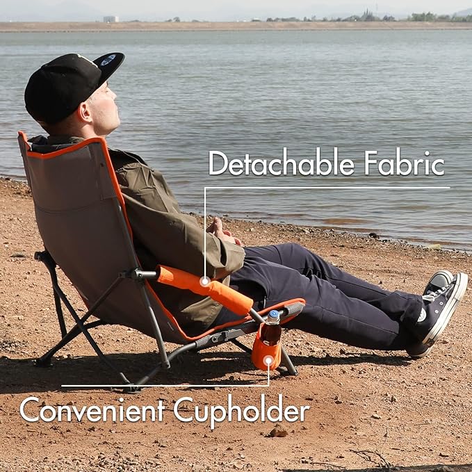 Portal Beach Chairs for Adults Camping Low Lightweight Portable Chair with Cup Holder Mesh Back Carry Bag for Outdoor Sand Lawn Travel Picnic Festival Concert