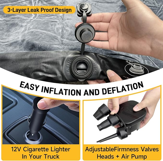 Umbrauto Inflatable Truck Bed Air Mattress for Full Size Short Truck Beds 5.5-5.8ft with Pump &amp Carry Bag. Perfect for Outdoor Adventures